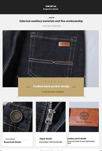 Autumn Men's Loose Straight Jeans - Mid Waist, Comfortable Fit - Buy Center