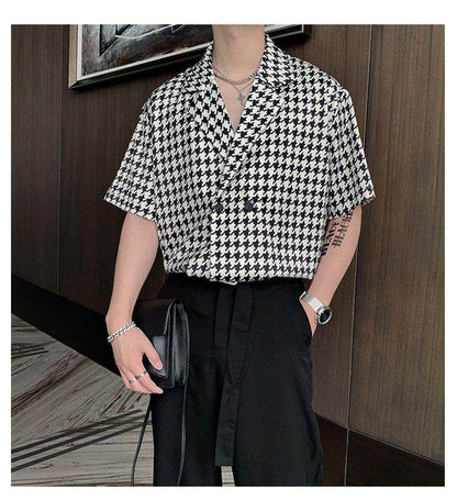 Buycenter Men's Short Sleeve Shirt - Thin Suit Collar Cotton Top - Buy Center