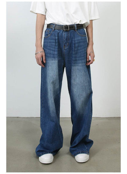 Personality Denim Men's Straight Loose Wide-Leg Pants - Casual Korean Style - Buy Center