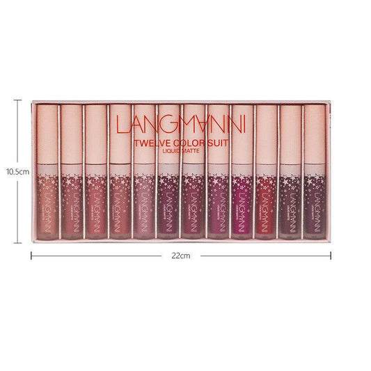 Matte Lip Gloss Set - 12 Long-Lasting Shades, No Stick, No Fade - Buy Center