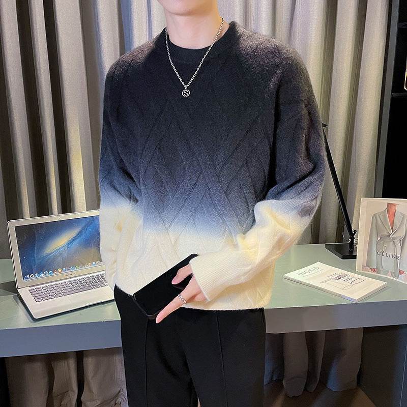 Buycenter Men's Retro Tie-Dyed Sweater - Casual Crew Neck Pullover - Buy Center