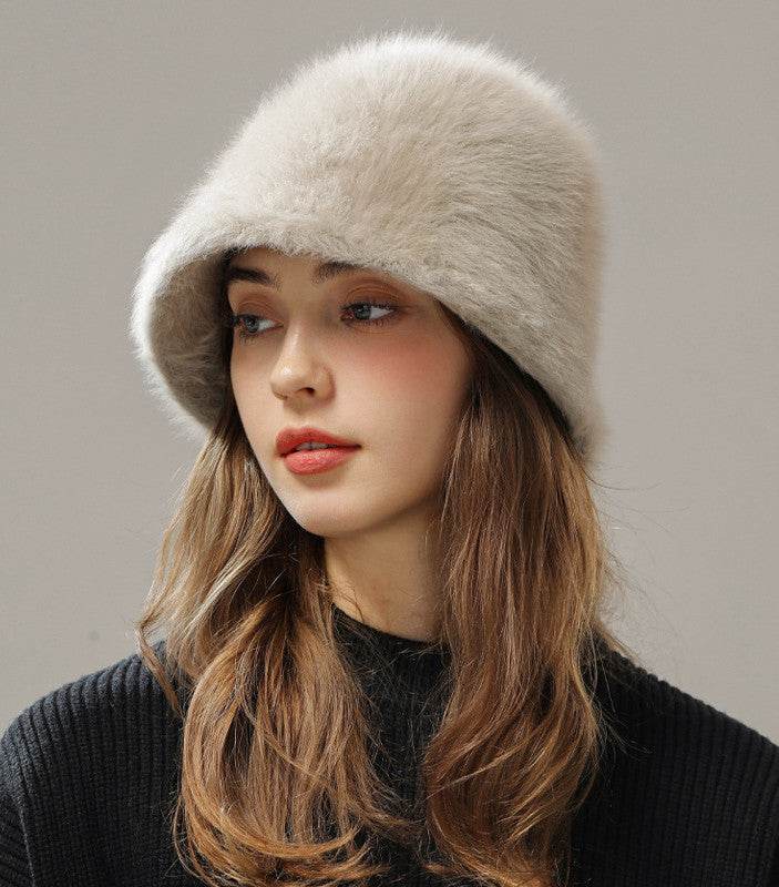 Big Head Rabbit Plush Hat - Milky White, Cozy Fashion for Women - Buy Center