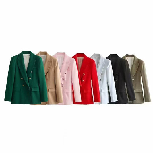 Buycenter Women's Slim-Fit Lapel Jacket - Trendy Long Sleeve Blazer - Buy Center