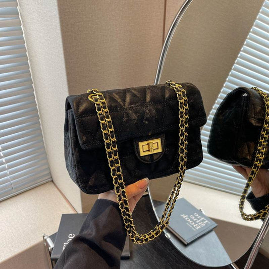 Buycenter High-Grade Rhombus Chain Tote Bag - Milky White, Black, Pink, Blue - Buy Center