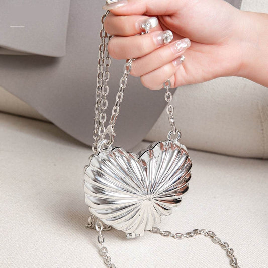 One Shoulder Love Messenger Bag - Gold & Silver Shell Design, Trendy Style - Buy Center