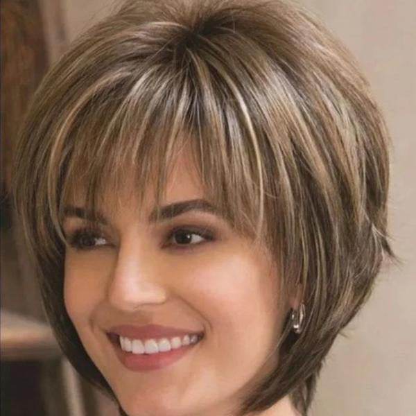 Mixed Blonde Brown Short Wig - Heat Resistant Synthetic Hair for Stylish Looks - Buy Center