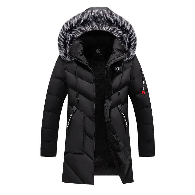 Casual Mid-Length Plus Cashmere Padded Jacket - Hooded & Zippered - Buy Center