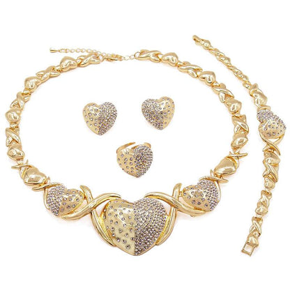Buy Center Gold Zinc Alloy Jewelry Set - Necklace, Earrings, Bracelet, Ring - Buy Center