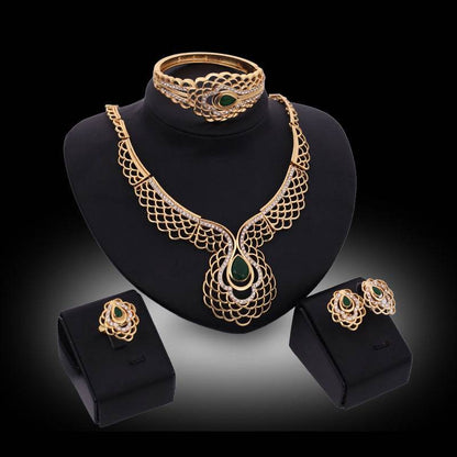 Elegant 4-Piece Bridal Jewelry Set - Necklace, Earrings & Bracelets - Buy Center