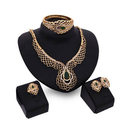 Elegant 4-Piece Bridal Jewelry Set - Necklace, Earrings & Bracelets - Buy Center