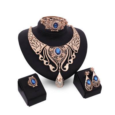 Elegant European-American Jewelry Set - Necklace, Earrings, Bracelet, Ring - Buy Center