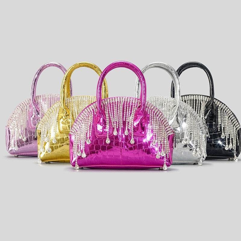 Fashion Shiny Surface Chain Messenger Bag - Stylish Leather Shoulder Bag - Buy Center