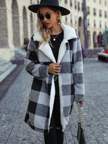 Women's Plaid Loose Cardigan - Double-Sided Fashion Jacket for Fall - Buy Center
