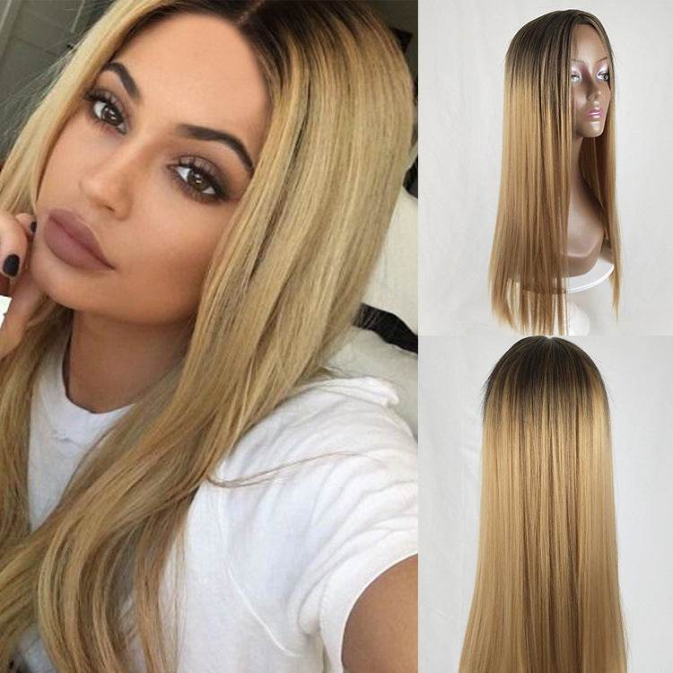 Long Straight Gradient Fake Hair - Chic Synthetic Wig for All Skin Tones - Buy Center