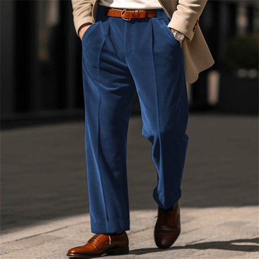 Men's Formal Velvet Trousers - Stylish Straight Fit, Multiple Colors - Buy Center