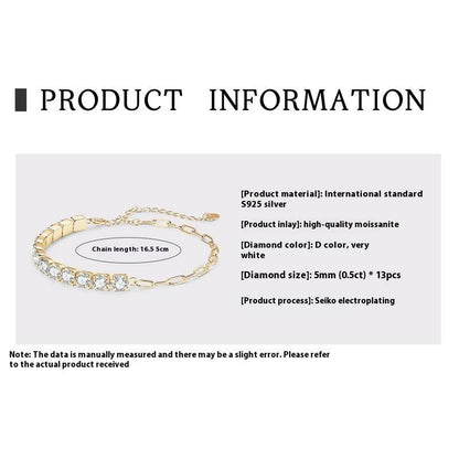 Moissanite Full Diamond Bracelet - High-Grade S925 Sterling Silver for All - Buy Center