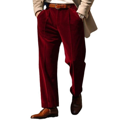 Men's Formal Velvet Trousers - Stylish Straight Fit, Multiple Colors - Buy Center