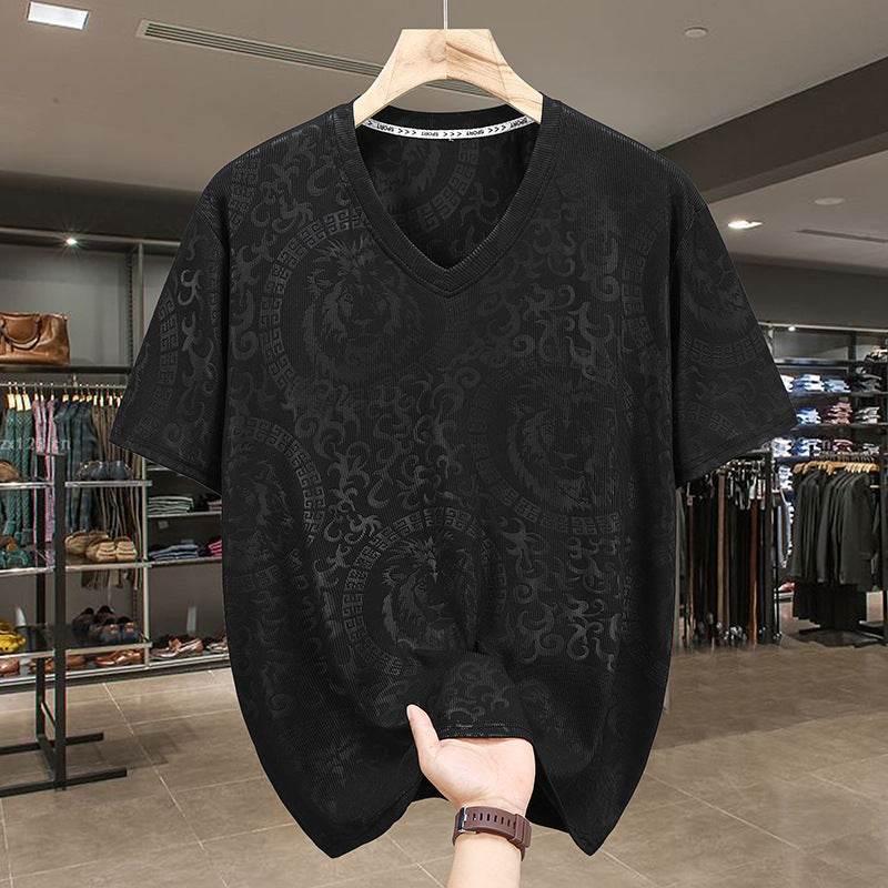 Plus Size Loose V-Neck T-Shirt for Men - Casual Wear in 5XL to 11XL - Buy Center