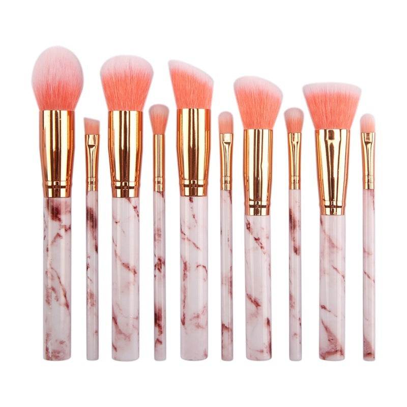 10 Marble Makeup Brush Set - Essential Premium Brushes for Flawless Looks - Buy Center