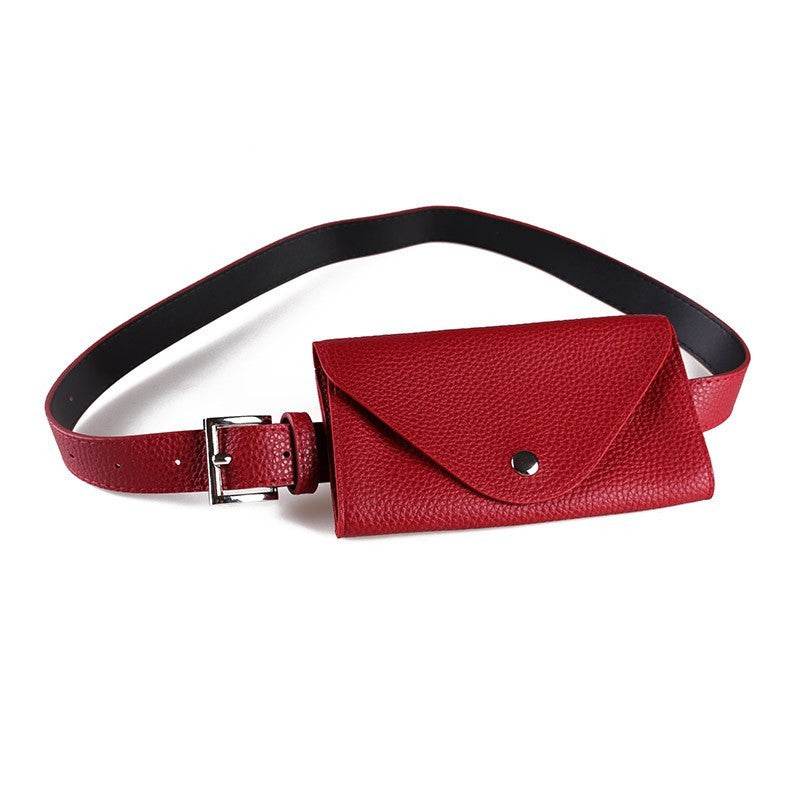 Litchi Pattern Mobile Phone Waist Bag - Stylish Imitation Leather Belt Bag - Buy Center