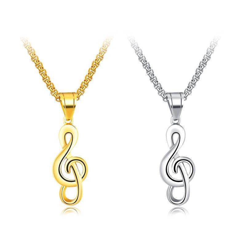 Men's Titanium Steel Music Symbol Necklace - Trendy Fine Jewelry for Music Lovers - Buy Center