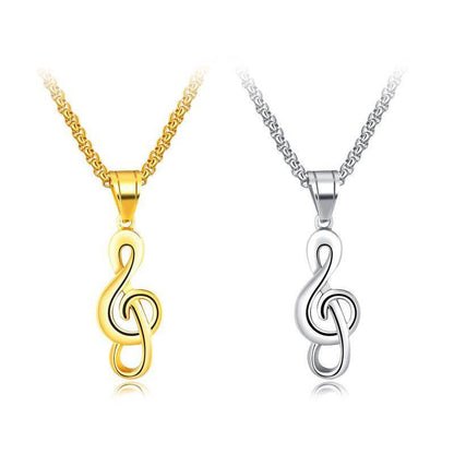 Men's Titanium Steel Music Symbol Necklace - Trendy Fine Jewelry for Music Lovers - Buy Center