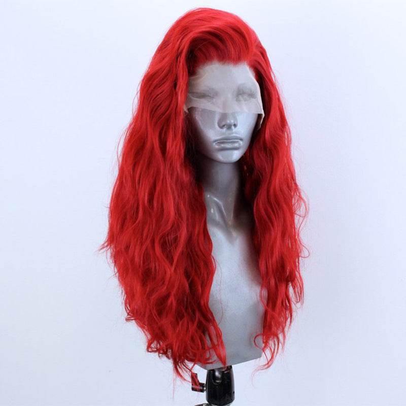 Red Curly Half-Hand Crocheted Wig - Stylish Synthetic Cosplay Hair - Buy Center