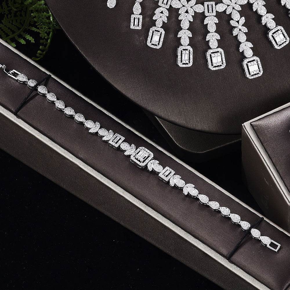 Elegant Zircon Jewelry Set - Necklace, Earrings, Bracelet & Ring Gift - Buy Center