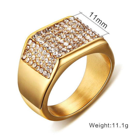 Stylish Titanium Steel Diamond Men's Ring - Geometric Design for Modern Elegance - Buy Center