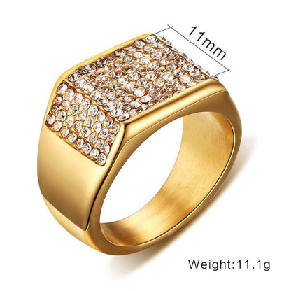 Stylish Titanium Steel Diamond Men's Ring - Geometric Design for Modern Elegance - Buy Center