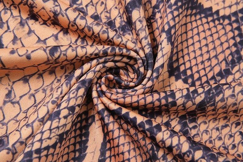 Buycenter Snake Print Hollow Bag Hip Skirt - Slim Evening Dress - Buy Center