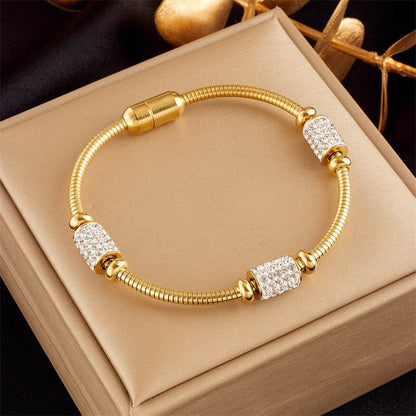 Buycenter Gold-Plated Butterfly Pearl Bracelet - Fashionable Rhinestone Charm - Buy Center