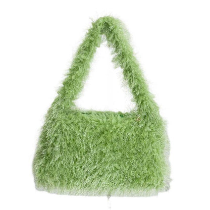 Versatile Candy Colored Handheld Tassel Bag - Fresh Plush Clutch - Buy Center