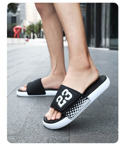 Men's Summer Flip-Flops - Non-Slip Casual Sandals in Black & White - Buy Center