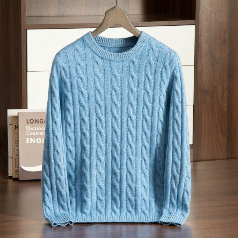 Pure Cashmere Men's Round Neck Sweater - Trendy Pullover for Comfort - Buy Center