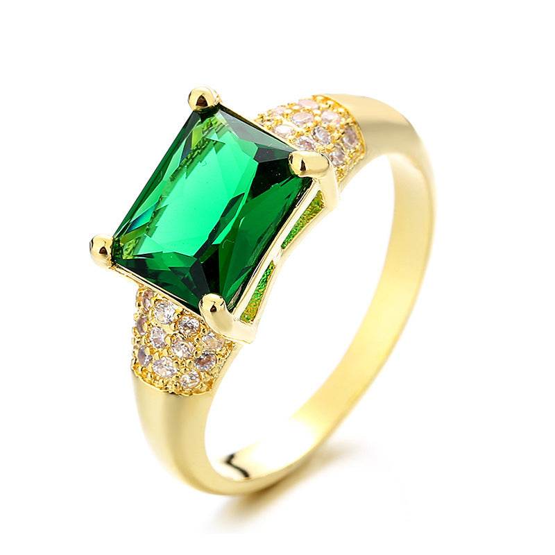 Buy Center 18K Gold Plated Emerald Ring for Women - Elegant Geometric Design - Buy Center