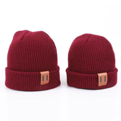 Casual Leather Knitted Baby Cap - Stylish Thermal Beanie for All Ages - Buy Center