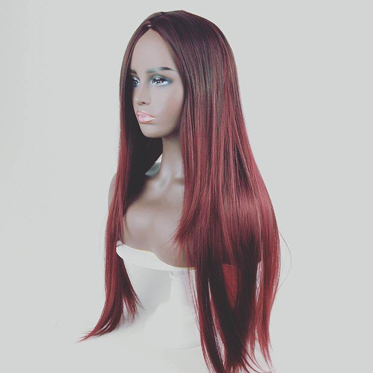 Long Straight Gradient Fake Hair - Chic Synthetic Wig for All Skin Tones - Buy Center