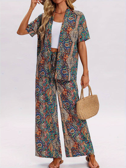 Elegant Women's Paisley Print Two-Piece Set - Lightweight & Stylish - Buy Center