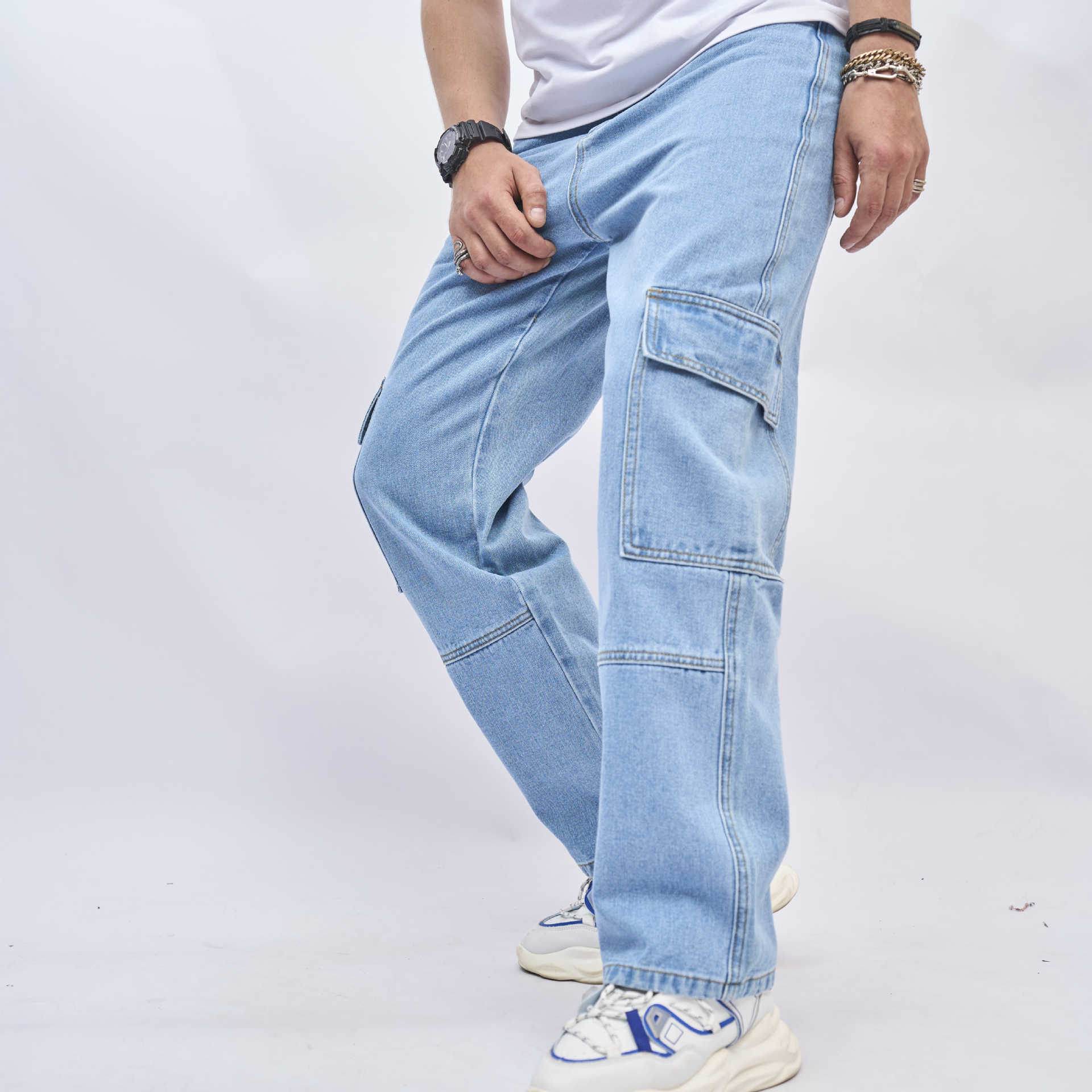 Men's Loose American Style Jeans - Mid Waist, Elastic Cotton Trousers - Buy Center