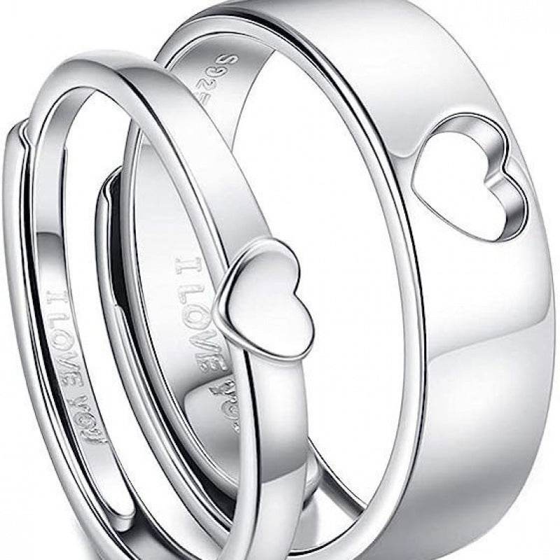 Women's Adjustable Silver Heart Shape Ring - Trendy & Elegant Design - Buy Center