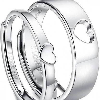 Women's Adjustable Silver Heart Shape Ring - Trendy & Elegant Design - Buy Center