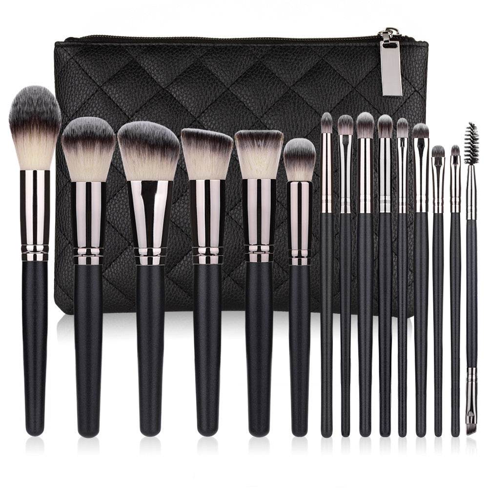 15 Makeup Brushes Set - Matte Black Tools for Flawless Application - Buy Center