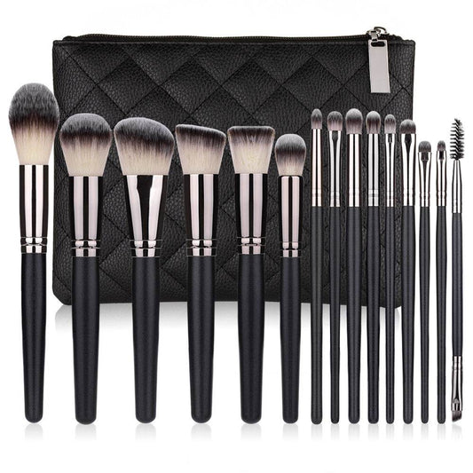 15 Makeup Brushes Set - Matte Black Tools for Flawless Application - Buy Center