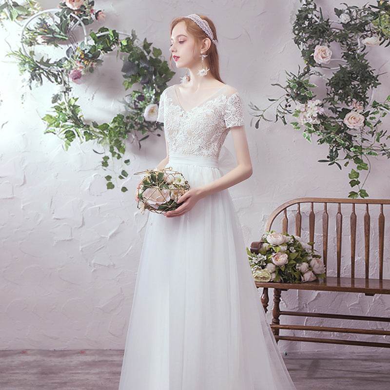 Bride Sen Simple Mesh Wedding Dress - Elegant Small Tail Skirt - Buy Center