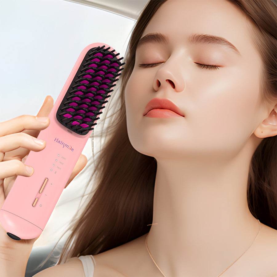 Portable USB Rechargeable Hair Straightener Brush - 2-in-1 Comb for Men & Women - Buy Center