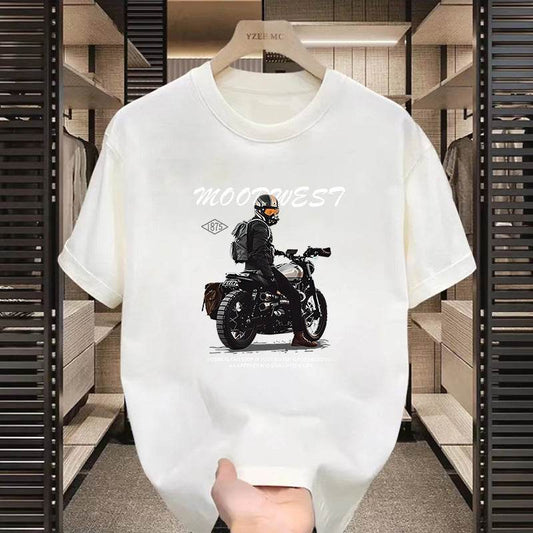 Buycenter High Street Printed Motorcycle T-Shirt - Short Sleeve for Casual Style - Buy Center