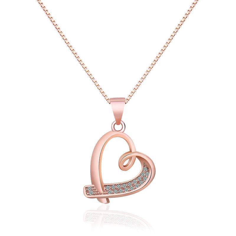 Buycenter Women's Heart Necklace - Hollow Clavicle Chain in White & Rose Gold - Buy Center