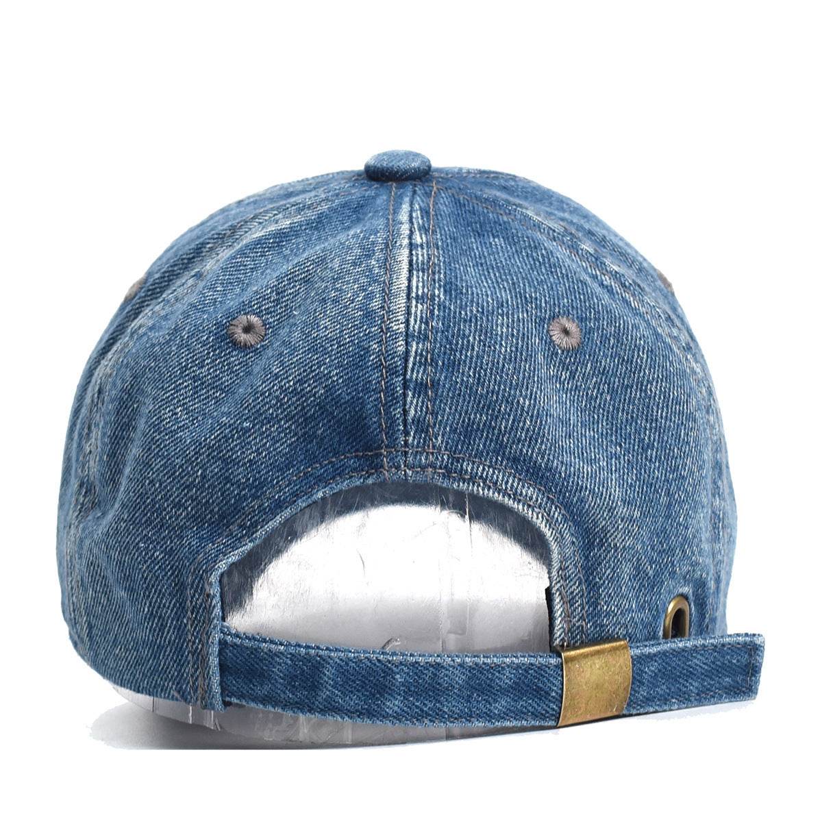 Retro Ripped Letters Baseball Hat - Stylish Cotton Sunshade Sky Blue - Buy Center