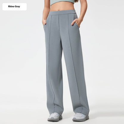 Buycenter Loose Drooping Slimming Straight Pants - Mid Waist, Soft Cotton Blend - Buy Center